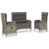 Ensemble à manger de jardin 3 pcs coussins gris résine tressée 568639568639