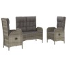 Ensemble à manger de jardin 3 pcs coussins gris résine tressée 568639568639