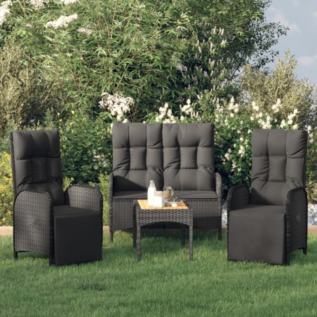 Ensemble à manger de jardin 4 pcs avec coussins noir 568640568640