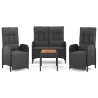 Ensemble à manger de jardin 4 pcs avec coussins noir 568640568640
