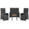 Ensemble à manger de jardin 4 pcs avec coussins noir 568640568640
