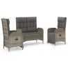 Ensemble à manger de jardin 3 pcs coussins gris résine tressée 568641568641