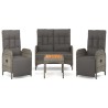 Ensemble à manger jardin 4pcs et coussins Gris Résine tressée 568642568642