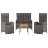 Ensemble à manger jardin 4pcs et coussins Gris Résine tressée 568642568642