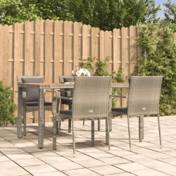 Ensemble à manger de jardin 5 pcs coussins gris résine tressée 568644568644