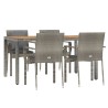 Ensemble à manger de jardin 5 pcs coussins gris résine tressée 568644568644