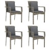 Ensemble à manger de jardin 5 pcs coussins gris résine tressée 568644568644