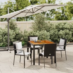 Ensemble à manger de jardin coussins 5pcs Noir Résine tressée 568662568662