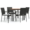 Ensemble à manger de jardin coussins 5pcs Noir Résine tressée 568662568662