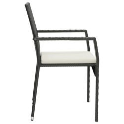 Ensemble à manger de jardin coussins 5pcs Noir Résine tressée 568662568662