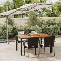 Ensemble à manger de jardin coussins 5pcs Noir Résine tressée 568663568663