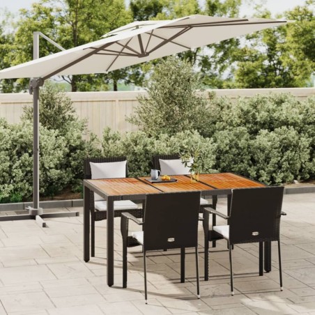 Ensemble à manger de jardin coussins 5pcs Noir Résine tressée 568663568663