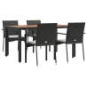 Ensemble à manger de jardin coussins 5pcs Noir Résine tressée 568663568663