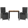 Ensemble à manger de jardin avec coussins 3 pcs Noir 568664568664