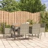 Ensemble à manger jardin et coussins 7 pcs gris rotin 568666568666