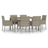 Ensemble à manger jardin et coussins 7 pcs gris rotin 568666568666