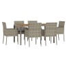 Ensemble à manger jardin et coussins 7 pcs gris rotin 568666568666