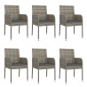Ensemble à manger jardin et coussins 7 pcs gris rotin 568666568666