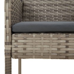 Ensemble à manger jardin et coussins 7 pcs gris rotin 568666568666