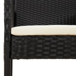 Ensemble à manger de jardin coussins 5pcs Noir Résine tressée 568667568667