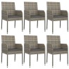 Ensemble à manger jardin et coussins 7 pcs gris rotin 568668568668