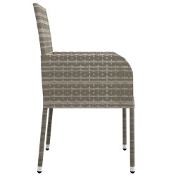 Ensemble à manger jardin et coussins 7 pcs gris rotin 568668568668