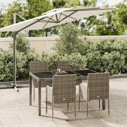 Ensemble à manger de jardin 5 pcs coussins gris résine tressée 568669568669