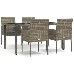 Ensemble à manger de jardin 5 pcs coussins gris résine tressée 568669568669