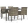 Ensemble à manger de jardin 5 pcs coussins gris résine tressée 568669568669