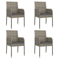 Ensemble à manger de jardin 5 pcs coussins gris résine tressée 568669568669