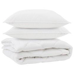 Duvet toutes saisons avec oreiller 3 pcs Blanc Microfibre 568743568743