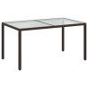 Table de jardin 150x90x75 cm Verre trempé/résine tressée Marron 568791568791