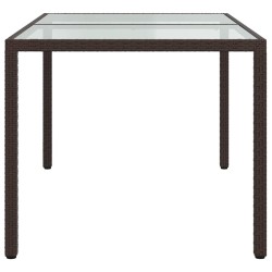Table de jardin 150x90x75 cm Verre trempé/résine tressée Marron 568791568791