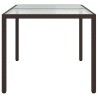 Table de jardin 150x90x75 cm Verre trempé/résine tressée Marron 568791568791