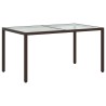 Table de jardin 150x90x75 cm Verre trempé/résine tressée Marron 568791568791