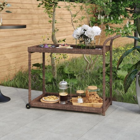 Chariot de bar Marron 100x45x83 cm Résine tressée 568792568792