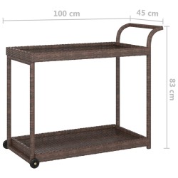 Chariot de bar Marron 100x45x83 cm Résine tressée 568792568792