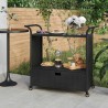 Chariot de bar avec tiroir Noir 100x45x97 cm Résine tressée 568797568797