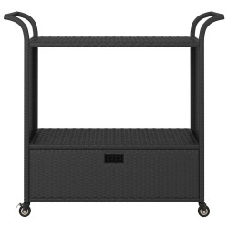Chariot de bar avec tiroir Noir 100x45x97 cm Résine tressée 568797568797