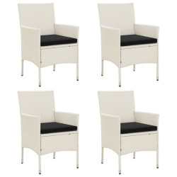Chaises de jardin avec coussins lot de 4 Résine tressée Blanc 568799568799