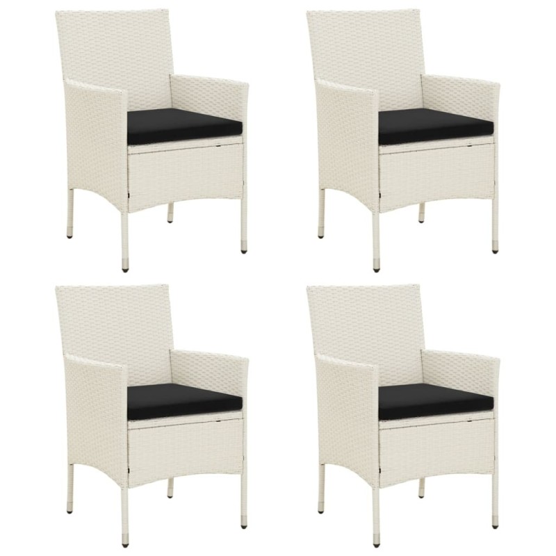 Chaises de jardin avec coussins lot de 4 Résine tressée Blanc 568799568799