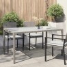 Table de jardin 150x90x75 cm Verre trempé et poly rotin Gris 568801568801