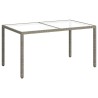Table de jardin 150x90x75 cm Verre trempé et poly rotin Gris 568801568801