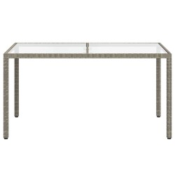 Table de jardin 150x90x75 cm Verre trempé et poly rotin Gris 568801568801
