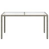 Table de jardin 150x90x75 cm Verre trempé et poly rotin Gris 568801568801