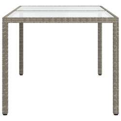 Table de jardin 150x90x75 cm Verre trempé et poly rotin Gris 568801568801