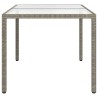 Table de jardin 150x90x75 cm Verre trempé et poly rotin Gris 568801568801
