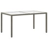 Table de jardin 150x90x75 cm Verre trempé et poly rotin Gris 568801568801