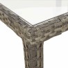Table de jardin 150x90x75 cm Verre trempé et poly rotin Gris 568801568801