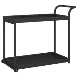 Chariot de bar Noir 100x45x83 cm Résine tressée 568802568802